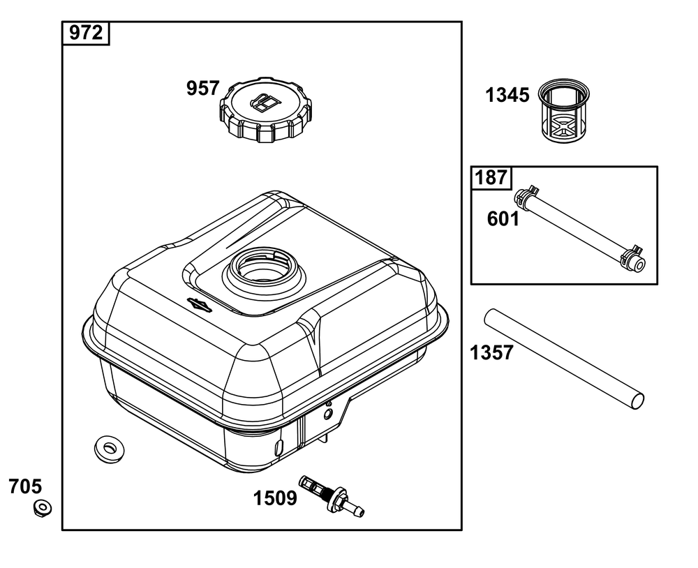 Fuel Supply Group Diagram and Parts List for 106232-0268-H1 100000 - 19Z999 Briggs and Stratton Engine